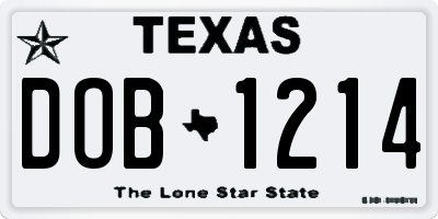 TX license plate DOB1214