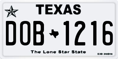 TX license plate DOB1216