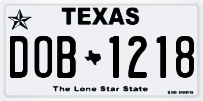 TX license plate DOB1218