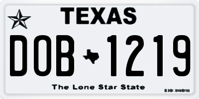 TX license plate DOB1219