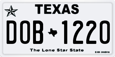 TX license plate DOB1220