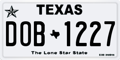 TX license plate DOB1227