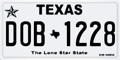 TX license plate DOB1228
