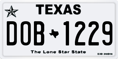 TX license plate DOB1229