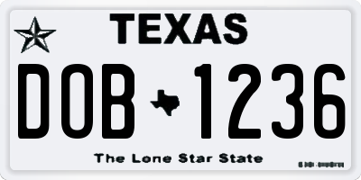 TX license plate DOB1236