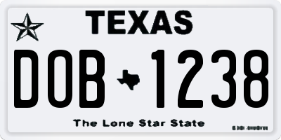 TX license plate DOB1238