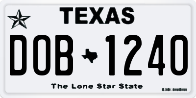 TX license plate DOB1240