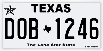 TX license plate DOB1246