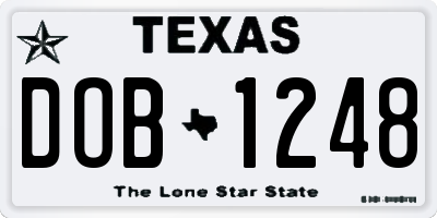 TX license plate DOB1248