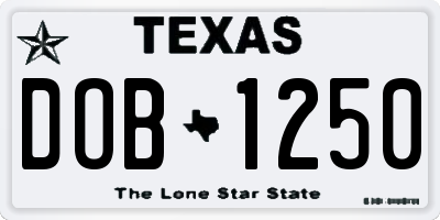 TX license plate DOB1250