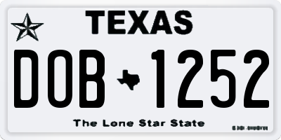 TX license plate DOB1252