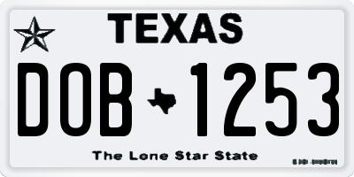 TX license plate DOB1253