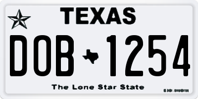 TX license plate DOB1254