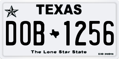 TX license plate DOB1256