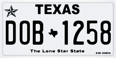 TX license plate DOB1258