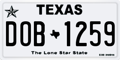 TX license plate DOB1259
