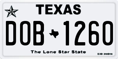 TX license plate DOB1260