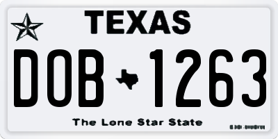 TX license plate DOB1263