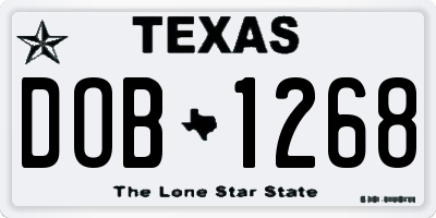 TX license plate DOB1268