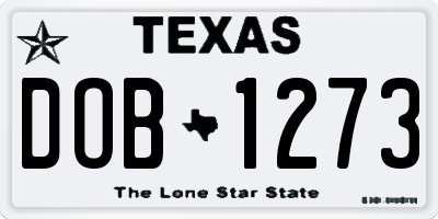 TX license plate DOB1273