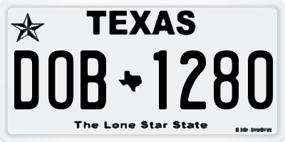 TX license plate DOB1280