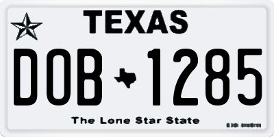TX license plate DOB1285