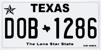 TX license plate DOB1286