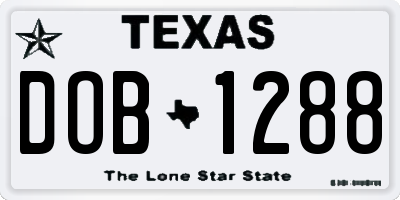 TX license plate DOB1288