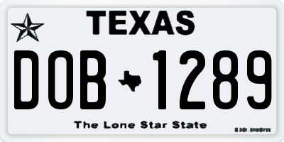 TX license plate DOB1289