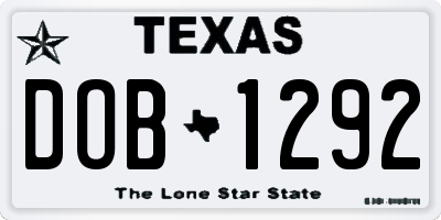 TX license plate DOB1292