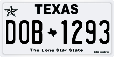 TX license plate DOB1293