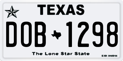 TX license plate DOB1298