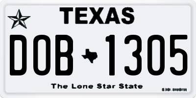 TX license plate DOB1305