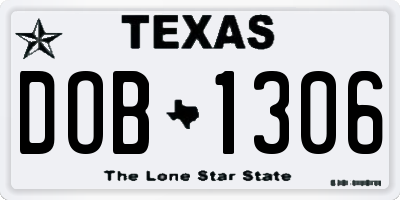 TX license plate DOB1306
