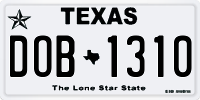 TX license plate DOB1310