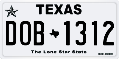 TX license plate DOB1312