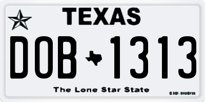 TX license plate DOB1313