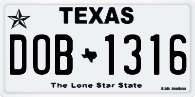 TX license plate DOB1316