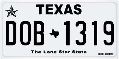 TX license plate DOB1319