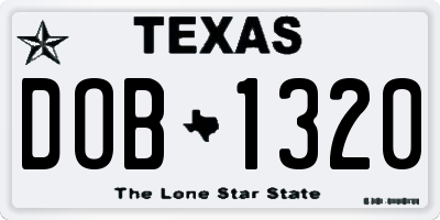 TX license plate DOB1320