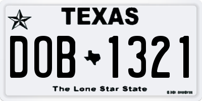TX license plate DOB1321
