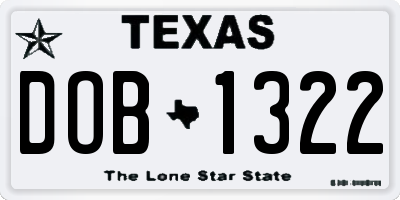 TX license plate DOB1322