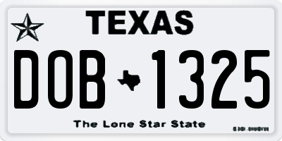 TX license plate DOB1325