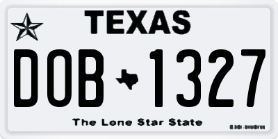 TX license plate DOB1327