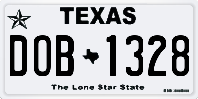 TX license plate DOB1328
