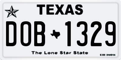 TX license plate DOB1329