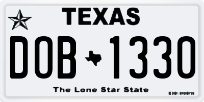 TX license plate DOB1330