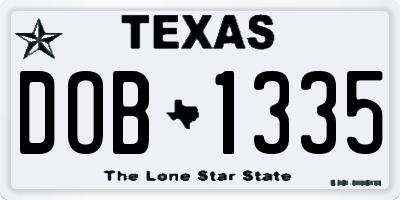 TX license plate DOB1335
