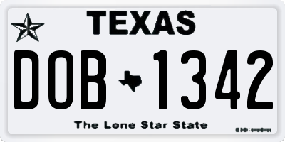 TX license plate DOB1342