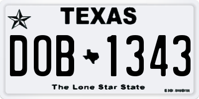 TX license plate DOB1343
